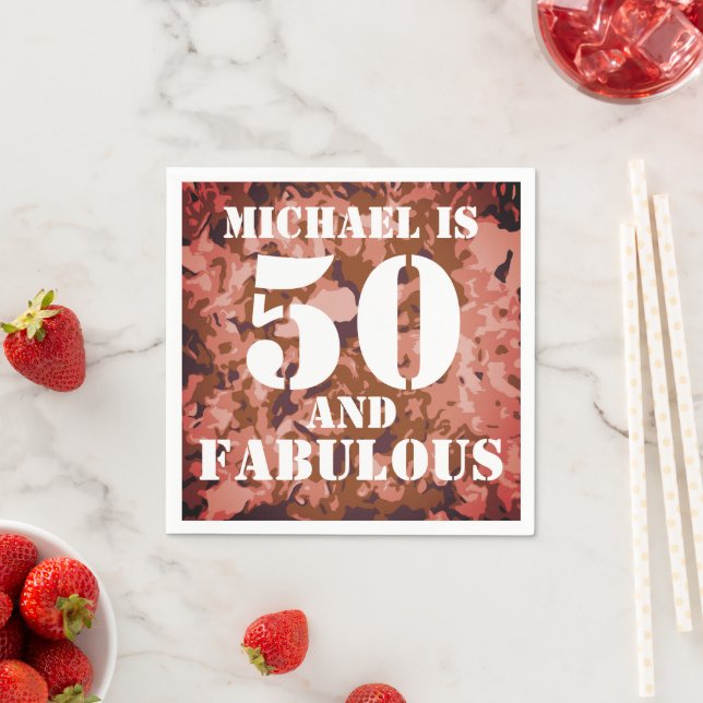 Modern Customisable 50 and fabulous Napkin (Insitu)