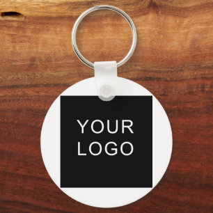 Modern Customisable Business Company Logo White Key Ring