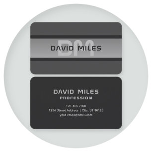 Modern Customisable Layered Text   Black & Grey Business Card