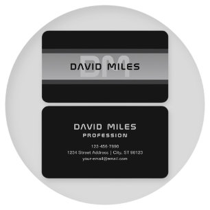 Modern Customisable Layered Text   Black & Grey Business Card