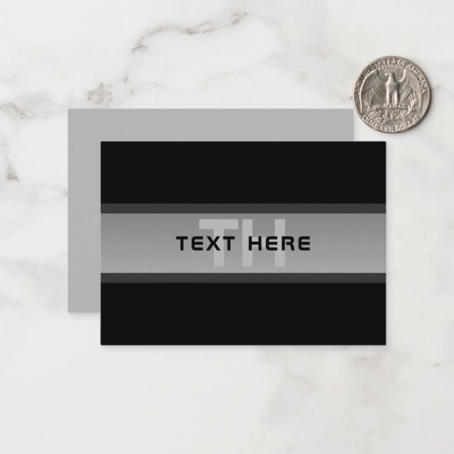 Modern Customisable Layered Text | Black & Grey Card (Front/Back In Situ)