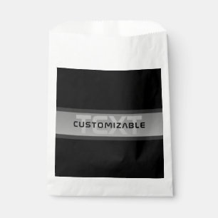 Modern Customisable Layered Text   Black & Grey Favour Bags