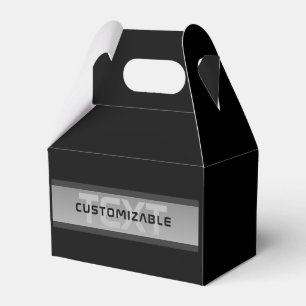 Modern Customisable Layered Text   Black & Grey Favour Box
