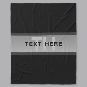 Modern Customisable Layered Text   Black & Grey Fleece Blanket