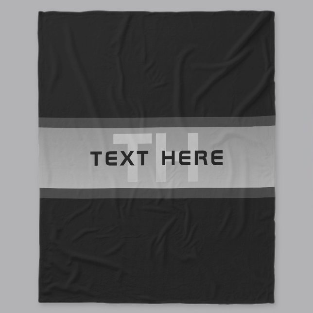 Modern Customisable Layered Text | Black & Grey Fleece Blanket (Creator Uploaded)