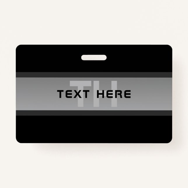 Modern Customisable Layered Text | Black & Grey ID Badge (Front)