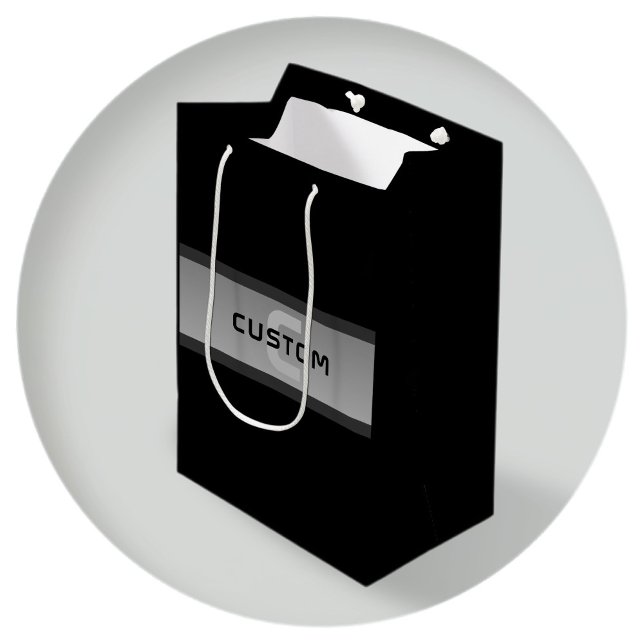 Modern Customisable Layered Text | Black & Grey Medium Gift Bag (Creator Uploaded)
