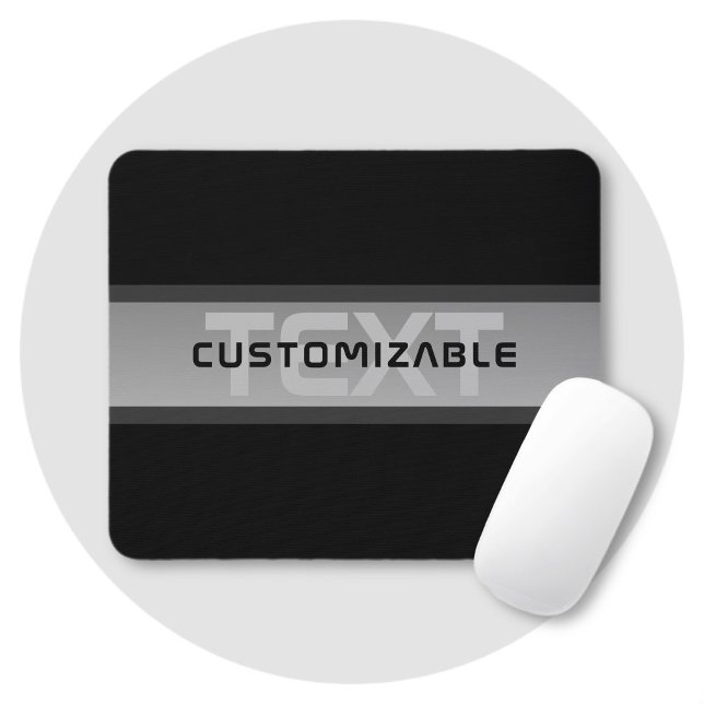 Modern Customisable Layered Text | Black & Grey Mouse Pad (Creator Uploaded)