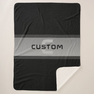 Modern Customisable Layered Text   Black & Grey Sherpa Blanket