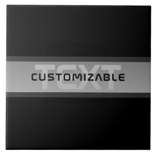 Modern Customisable Layered Text   Black & Grey Tile