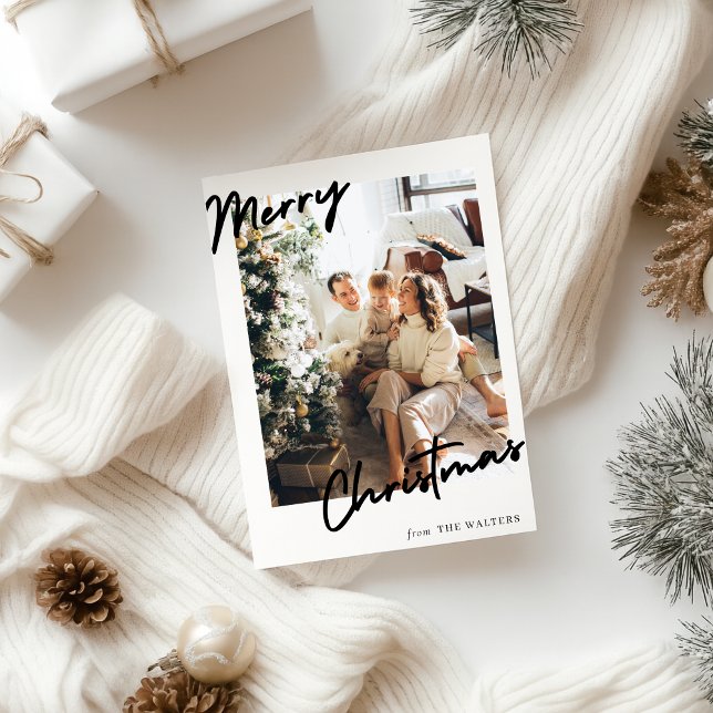Modern Customisable Merry Christmas Photo Card (Creator Uploaded)