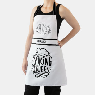 Modern Customisable Name Baking Queen Typography  Apron