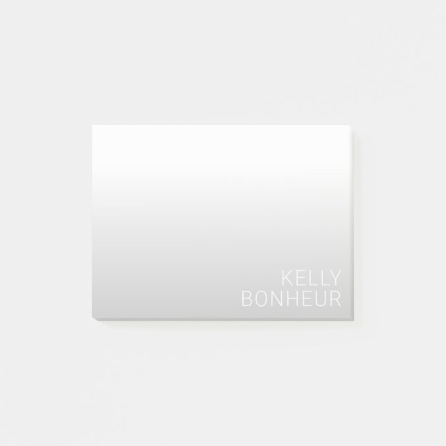 Modern Customisable Name | Grey Gradient Post-it Notes (Front)