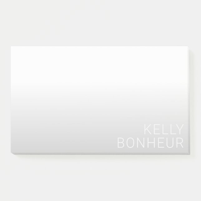 Modern Customisable Name | Grey Gradient Post-it Notes (Front)