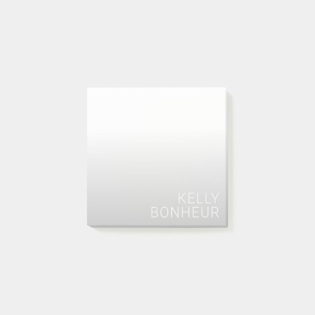 Modern Customisable Name | Grey Gradient Post-it Notes (Front)