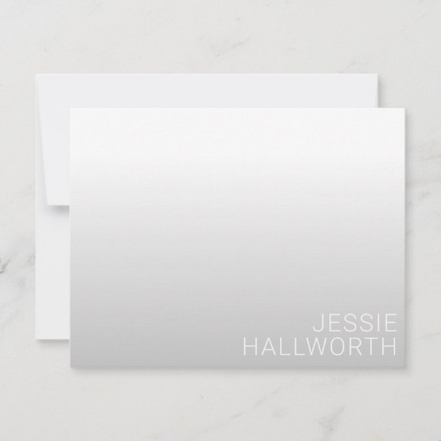 Modern Customisable Name | Grey Gradient Thank You Card (Front)