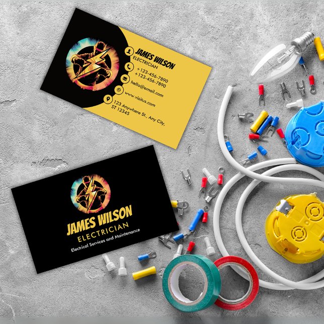 Modern & Customisable Professional Electrician Business Card (Creator Uploaded)