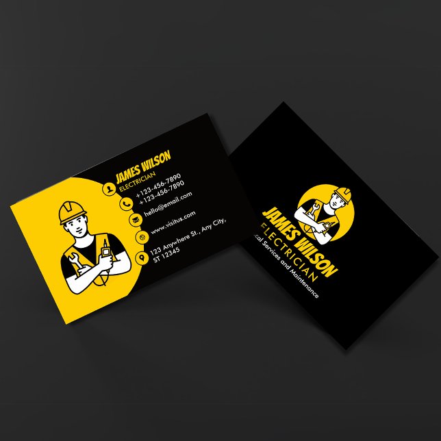 Modern & Customisable Professional Electrician Business Card (Creator Uploaded)