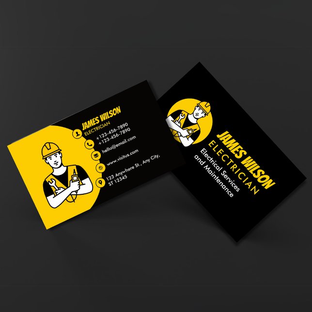 Modern & Customisable Professional Electrician Business Card (Creator Uploaded)