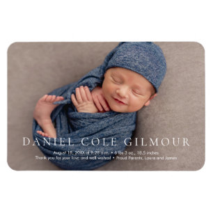 Modern Customisable simple Baby Name Photo Birth Magnet