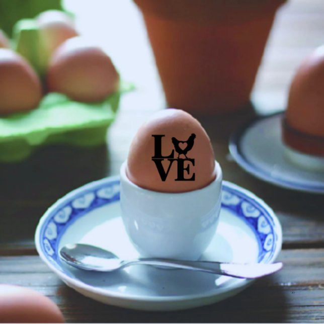 Modern Customised Egg Love Black Text Egg Rubber Stamp (modern egg dealer egg business with love egg stamp)