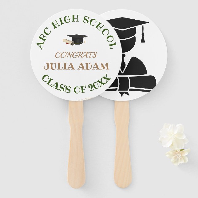 Modern Customised Graduation Hand Fan (Front and Back)