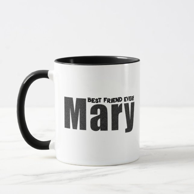 Modern Customised "Mary" Name in Distressed Black Mug (Left)