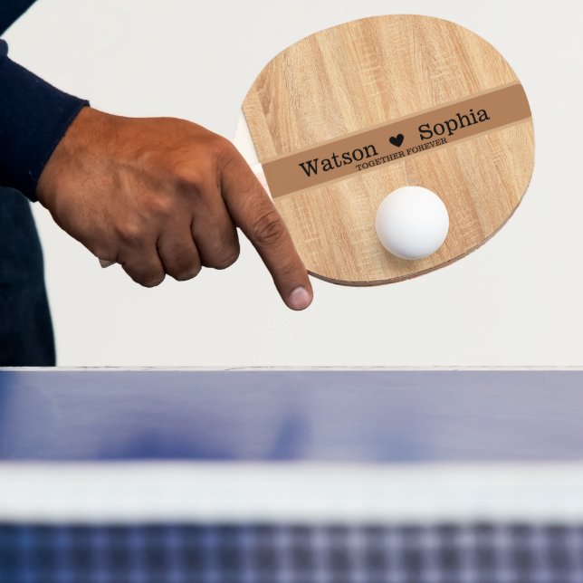 Modern Customised Wedding Couple Name Wooden Shade Ping Pong Paddle (Insitu)