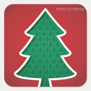 Modern cut out tree square sticker