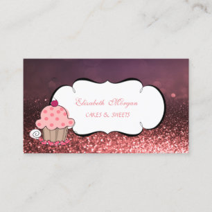 Modern Cute Adorable Cupcake Bakery Bokeh Business Card
