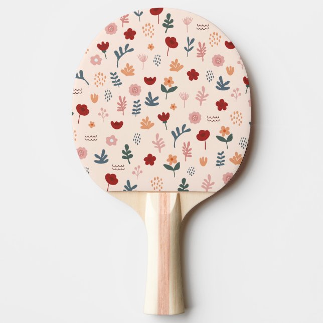 Modern Cute Aesthetic Flower Pattern Ping Pong Paddle (Front)