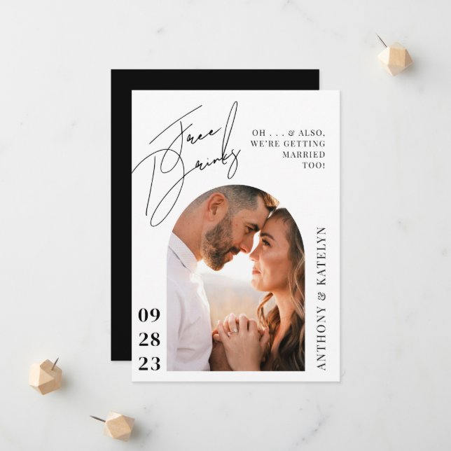 Modern Cute and Funny Wedding Announcement (Front/Back In Situ)