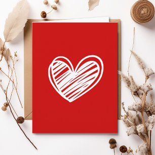 Modern Cute Anniversary Red Heart Valentines Day Card