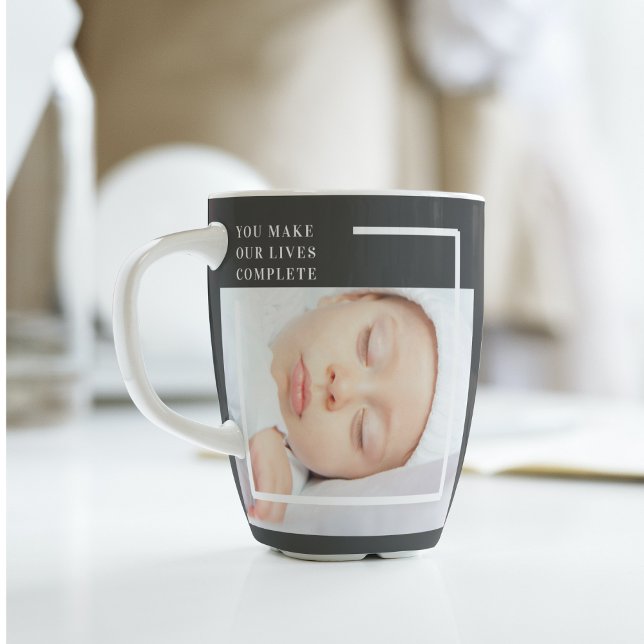Modern Cute Baby Photo | Beauty Quote Latte Mug (Creator Uploaded)