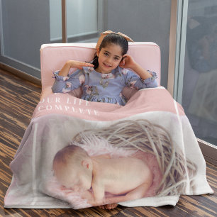 Modern Cute Baby Photo   Pink & White   Quote  Sherpa Blanket