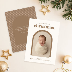 Modern Cute Baby's First Christmas Arch Photo Holiday Card