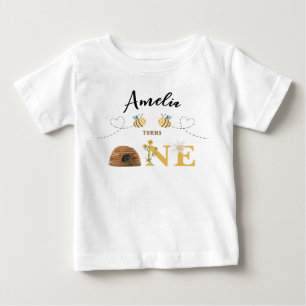 Modern Cute Bee First Birthday Baby T-Shirt