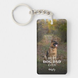 Modern Cute Best Dog Dad Ever Personalised Photo Key Ring