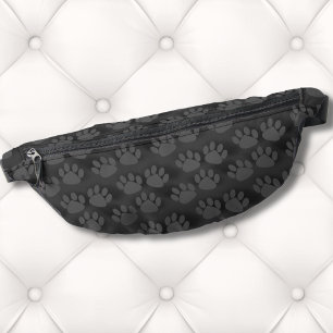 Modern Cute Black Gray Animal Paw Prints Pattern Bum Bags