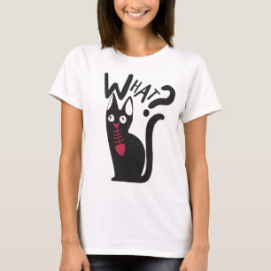 Modern Cute Black White Red Cat Mum Joke Cartoon T-Shirt