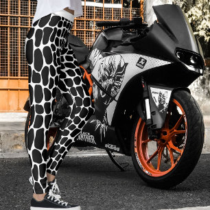 Modern Cute Black White Stone Pattern Gym Yoga Fun Leggings