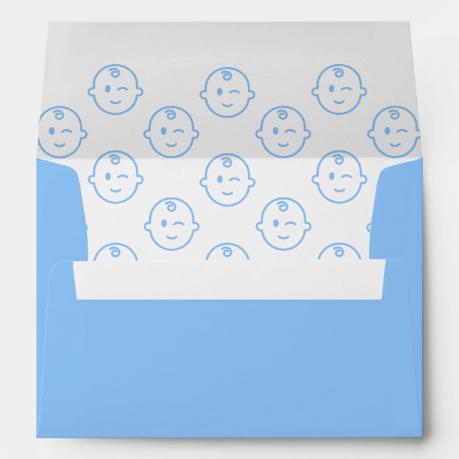 Modern Cute Blue Baby Boy Birthday Patterned Envelope (Back (Bottom))