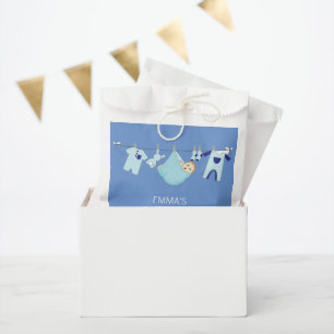 Modern Cute Blue Clothesline Boy Baby Shower  Favour Bags
