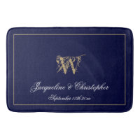 Modern Cute Blue Monogram Names Newlywed Wedding