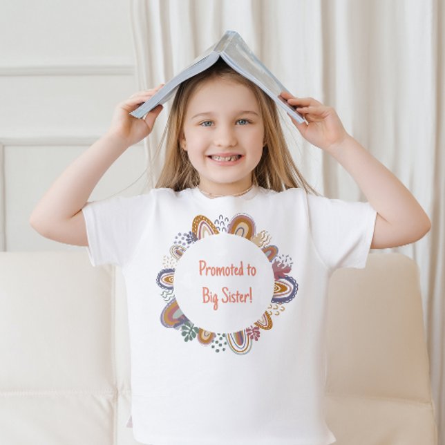 Modern Cute Boho Rainbow Frame Big Sister   T-Shirt (Creator Uploaded)