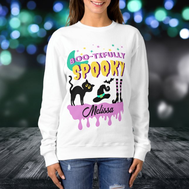 Modern Cute Boo-tifully Spooky Halloween  Sweatshirt (Creator Uploaded)