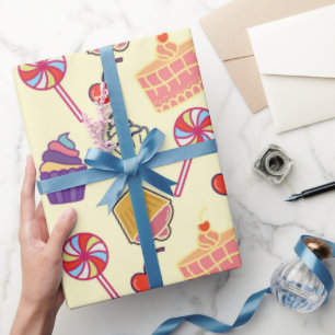 Modern cute cake candy and cupcake pattern wrapping paper