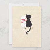 Modern Cute Cat Couple Monogram Wedding Invite (Back)