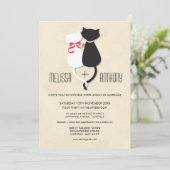 Modern Cute Cat Couple Monogram Wedding Invite (Standing Front)