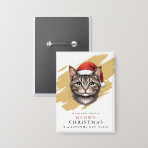 Modern Cute Christmas Cat with Santa Hat